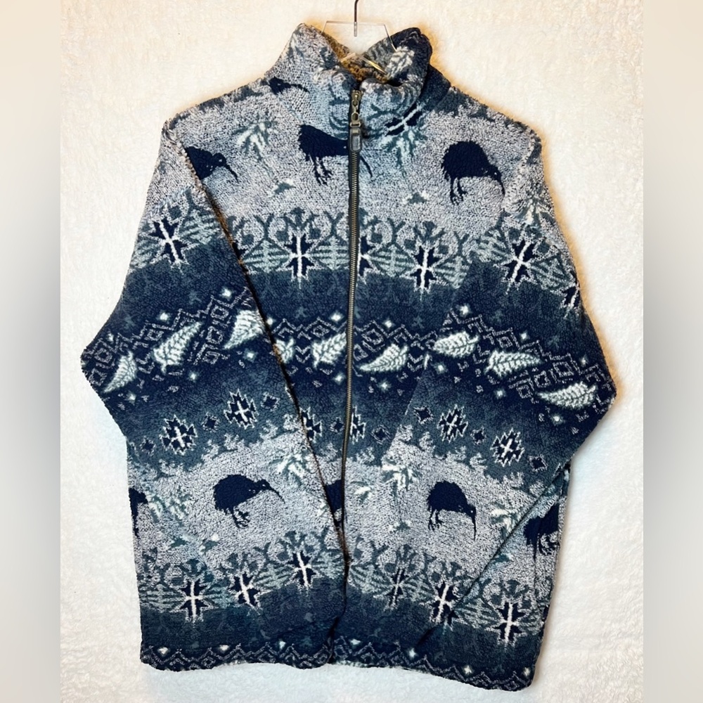 Men’s Vintage Large Mika New Zealand Kiwi Nordic Fleece Zip Up